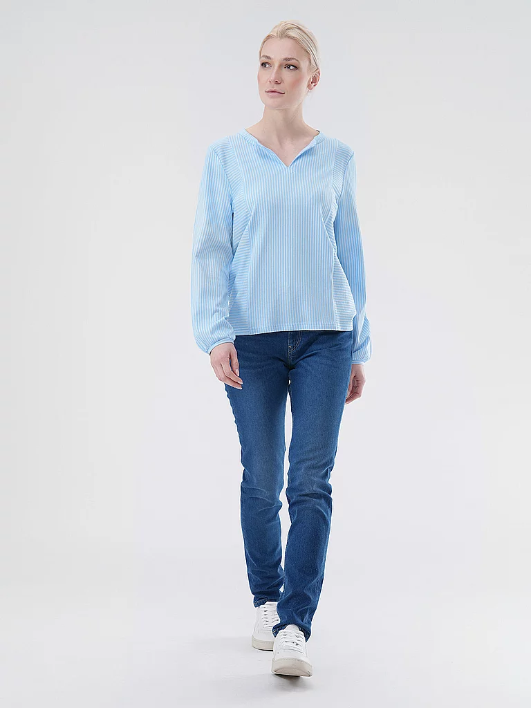 Tom Tailor T-shirt à Manches Longues Henley Offwhite Navy Small Stripe 2XL Femme 4